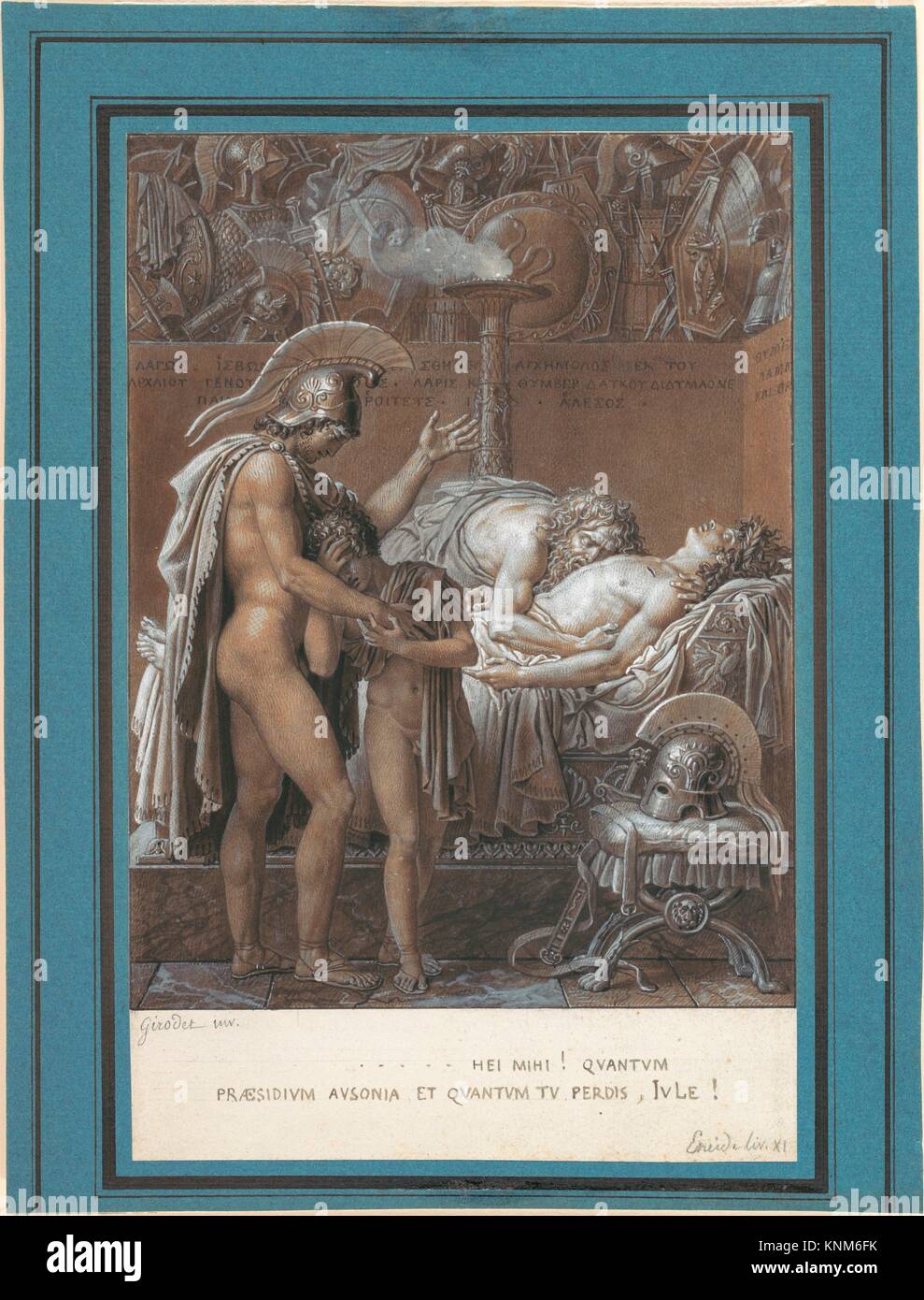 The Mourning of Pallas. Artist: Anne Louis Girodet-Trioson (French, Montargis 1767-1824 Paris); Date: ca.1790-93; Medium: Pen and brown ink, brush Stock Photo