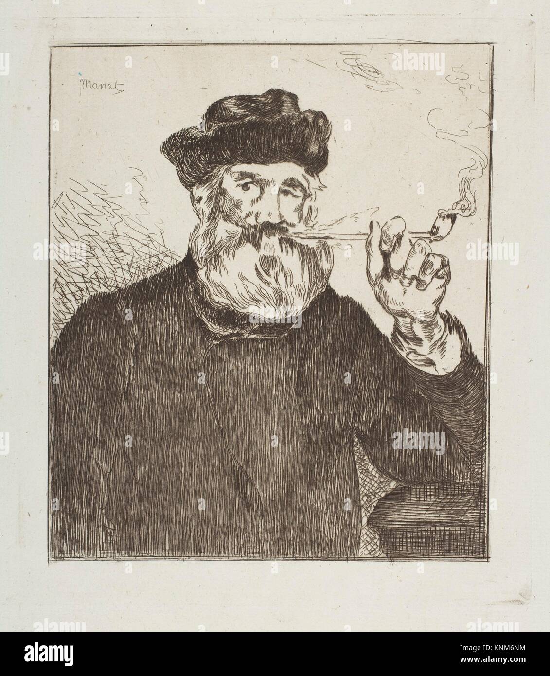 The Smoker (Le Fumeur). Series/Portfolio: Strölin edition, 1905; Artist: Édouard Manet (French, Paris 1832-1883 Paris); Date: 1866-67; Medium: Stock Photo