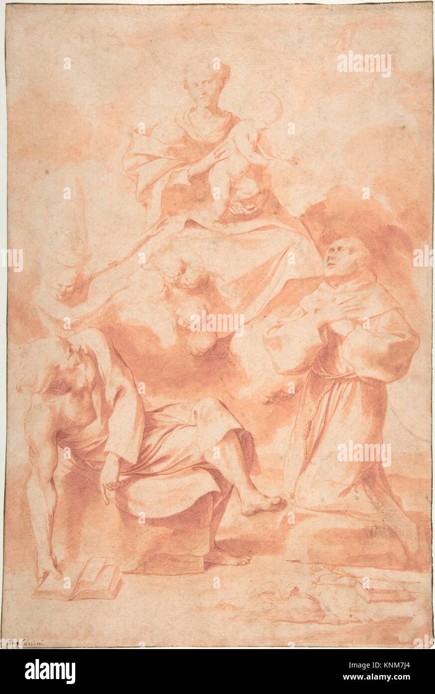 The Virgin and Child Appearing to Saint Anthony of Padua and a Hermit. Artist: Giovanni Angelo Canini (Italian, Rome 1615-1666 Rome); Date: 1615-66; Stock Photo