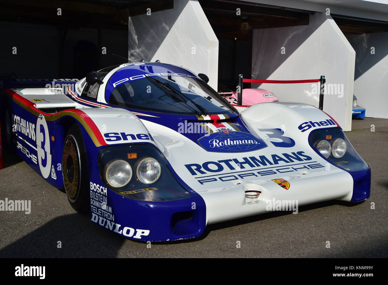 Porsche 956, Kriton Lendoudis, Goodwood 72nd Members Meeting, GRRC, Historic Racing, motor sport, motorsport, nostalgia, racing cars Stock Photo