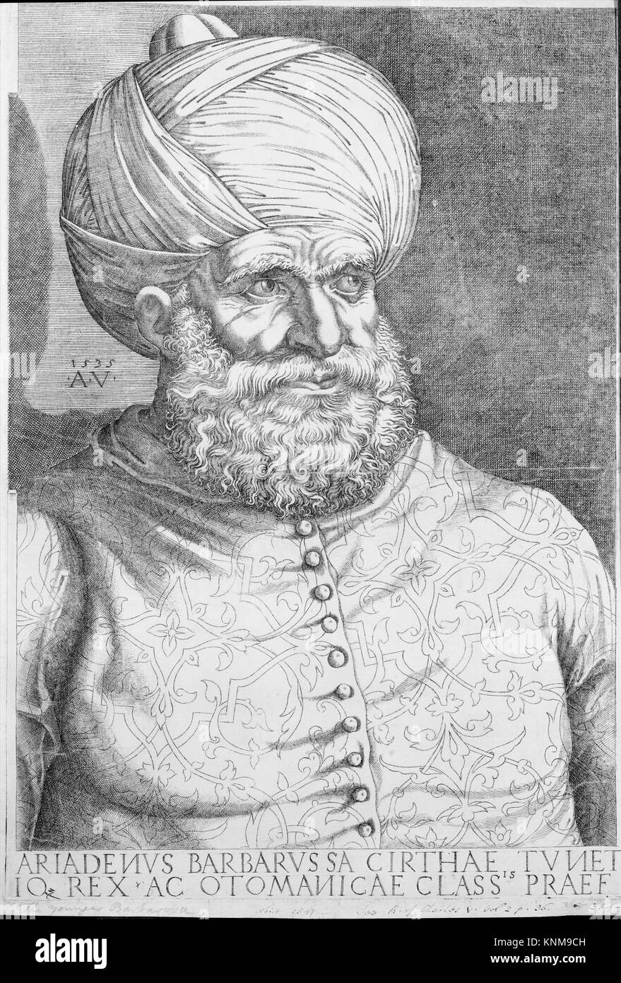 Portrait of Barbarossa. Artist Agostino Veneziano (Agostino dei Musi