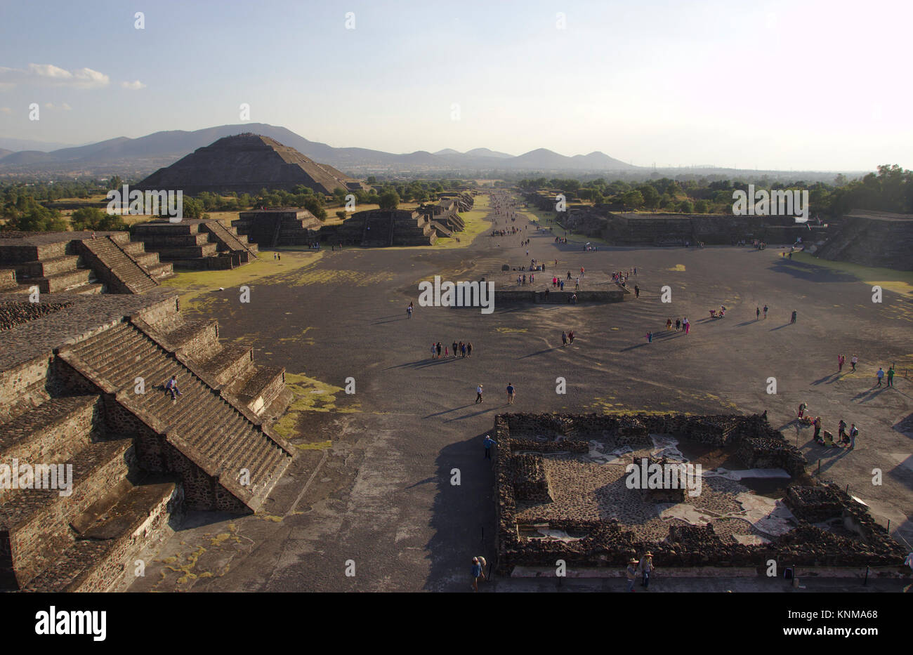 Teotihuacán, view from Pyramid of the Moon to Pyramid of the sun and Avenue of the dead, Mexico Stock Photo