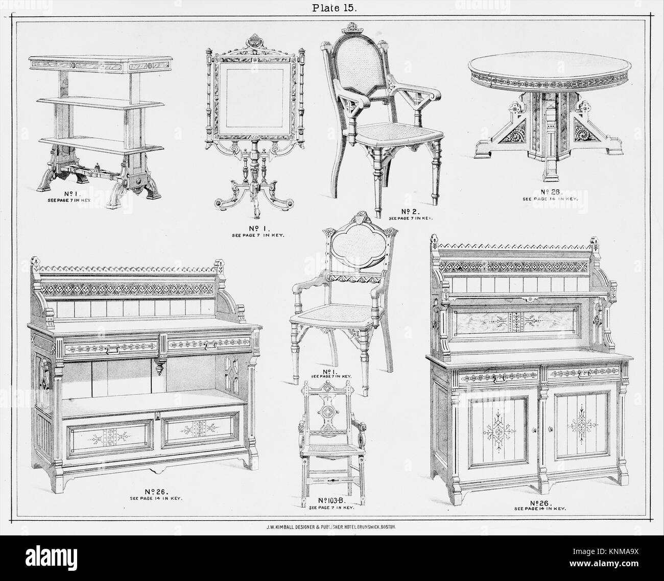 Kimball´s Book of Designs Furniture and Drapery. Author J. W. Kimball