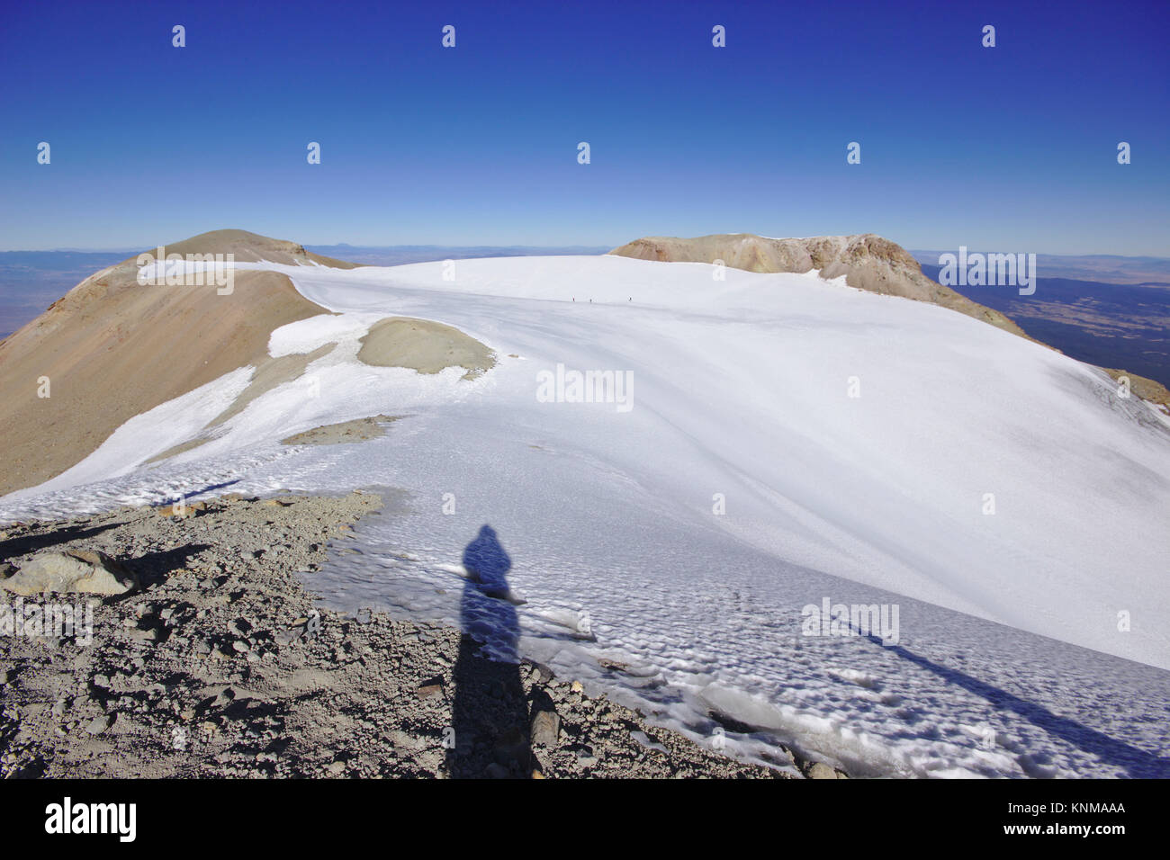 Iztaccíhuatl, view over glaciar filled crater to the main summit, Mexico Stock Photo