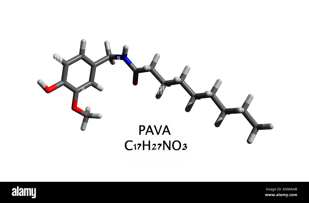 Molecular structure of nonivamide (PAVA), an organic compound and a