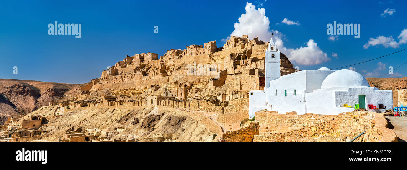 Panorama of Chenini, a fortified Berber village in South Tunisia Stock Photo