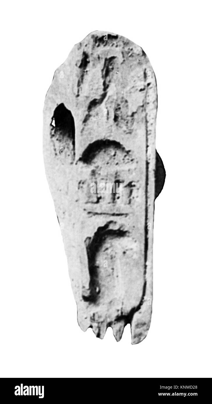 Stamp Inscribed for the Goddess Renenutet, Period: New Kingdom, Dynasty 19-20 (Ramesside), ca. 1295-1070 B.C., Geography: From Egypt, Memphite Region, Lisht North, Cemetery, MMA excavations, 1906–07, Medium: Wood Stock Photo