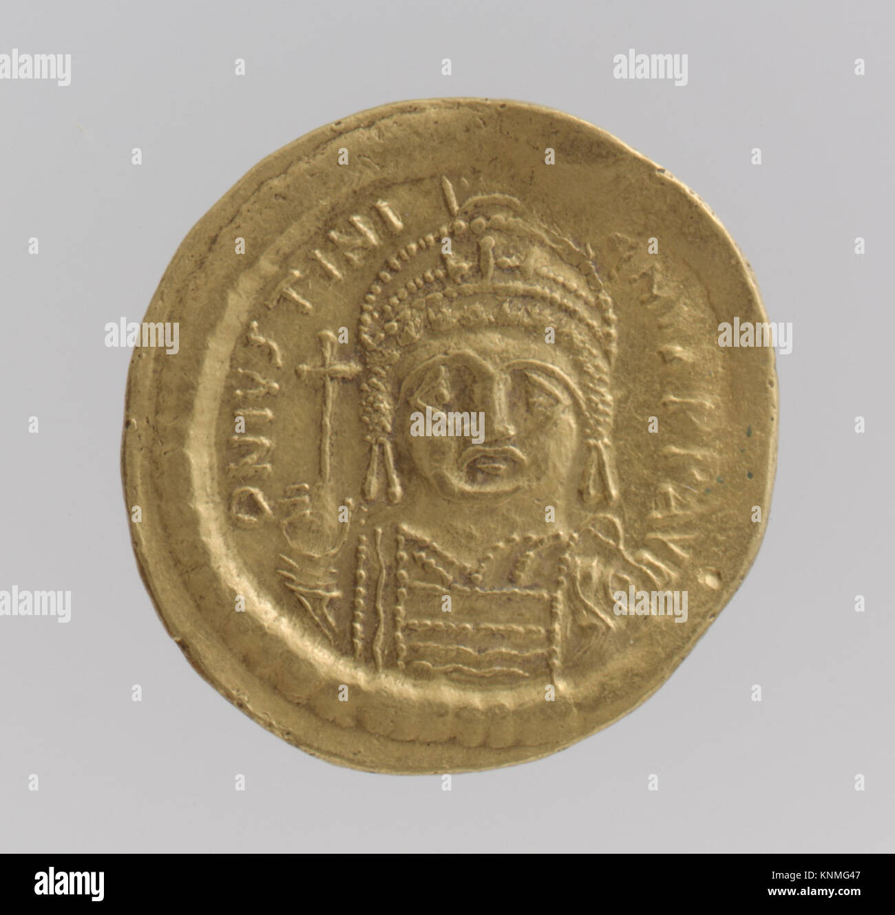 Gold Solidus of Justinian I (527 65) MET DP100644 469160 Stock Photo