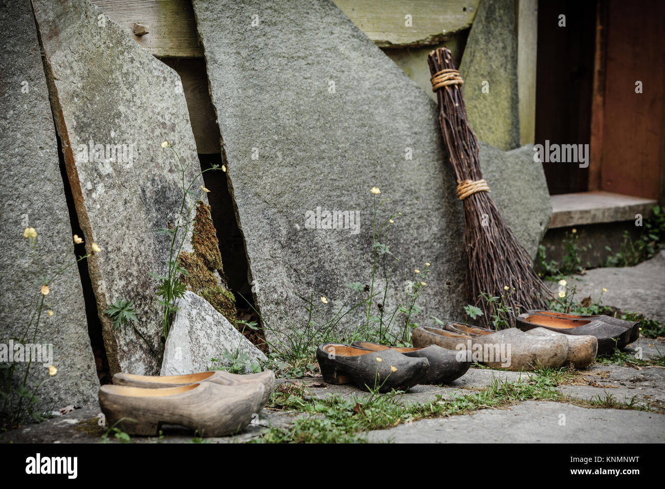 Regional tradition and culture, handmade concept. Wooden dutch shoes ...