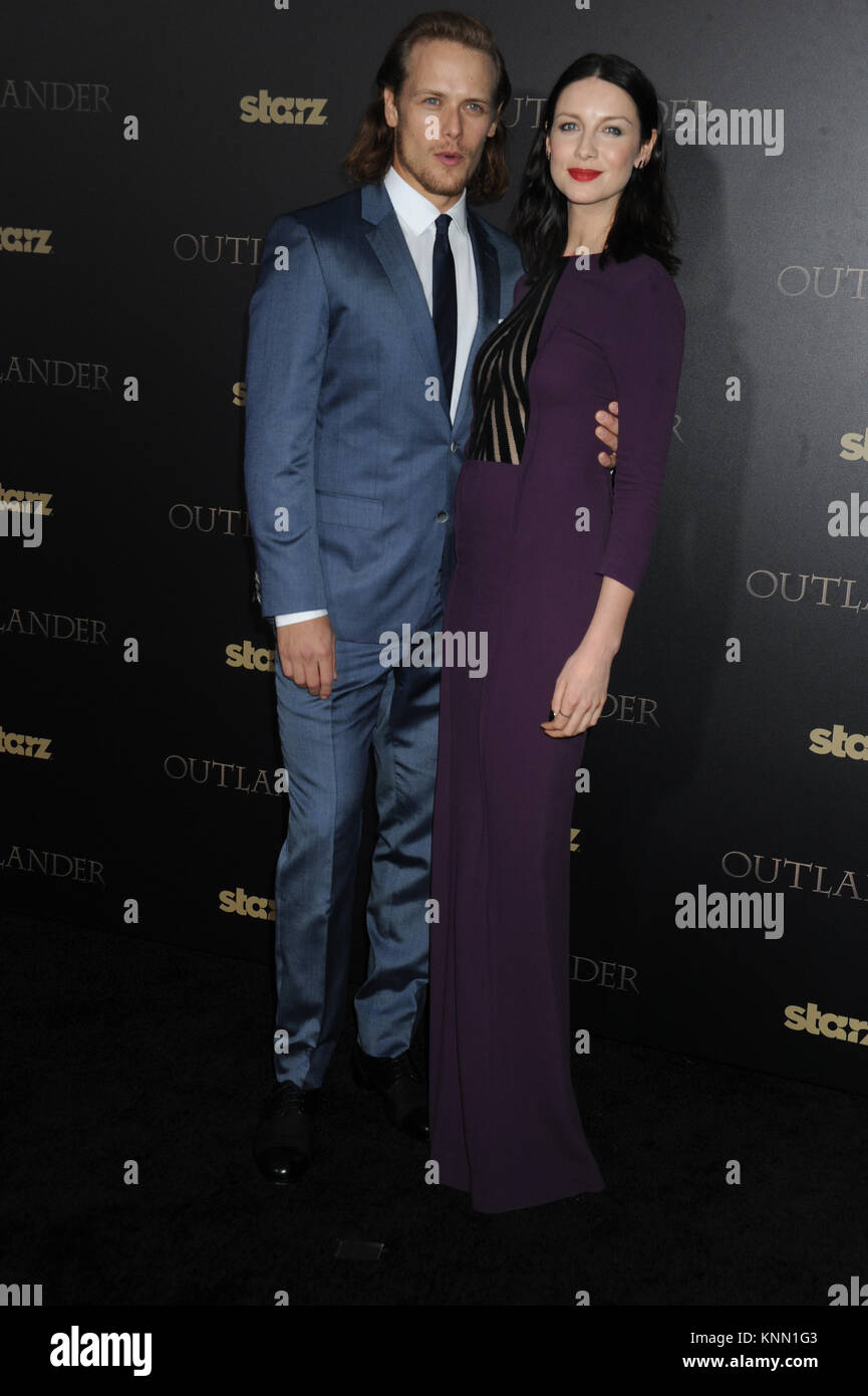 New York Ny April 01 Sam Heughan Caitriona Balfe Attends The Outlander Mid Season New York