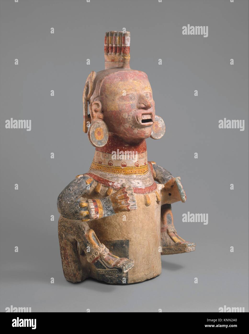 Deity Censer (Xantil). Date: 1200-1400; Geography: Mexico, Mesoamerica; Culture: Eastern Nahua; Medium: Ceramic; Dimensions: H. 22 5/8 x W. 15 1/8 x Stock Photo