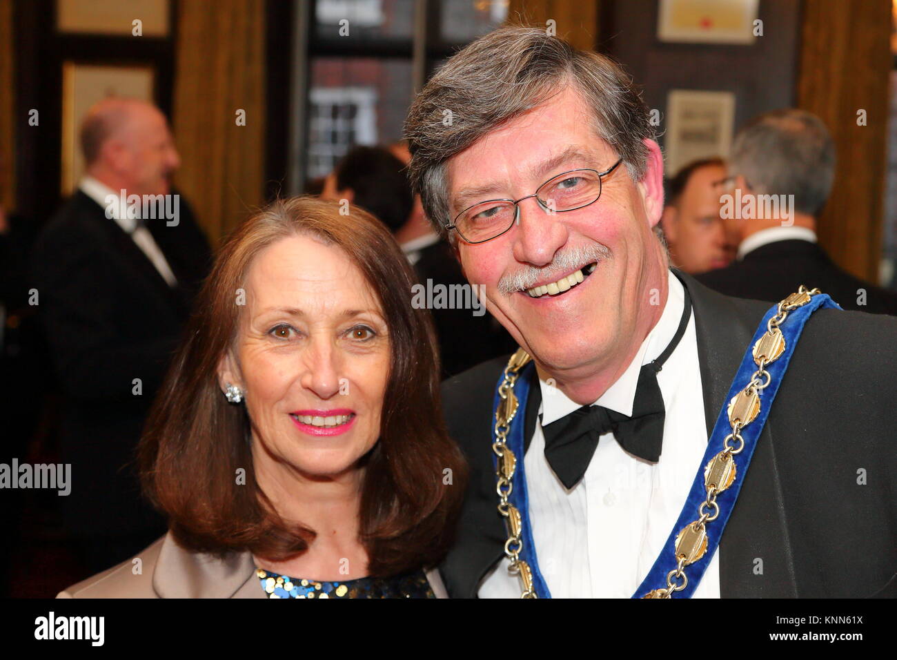 Henley Mayor Stefan Gawrysiak at the Henley Rugby Club Dinner 2014 in the town hall at Henley-on-Thames, Oxfordshire, UK Stock Photo