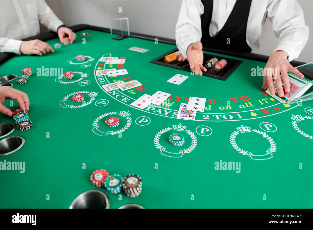 Black Jack dealer at casino Stock Photo