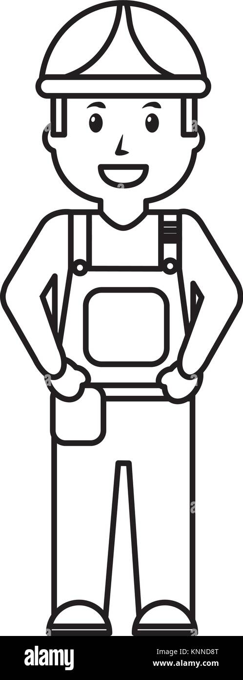 worker man construction standing character professional Stock Vector ...