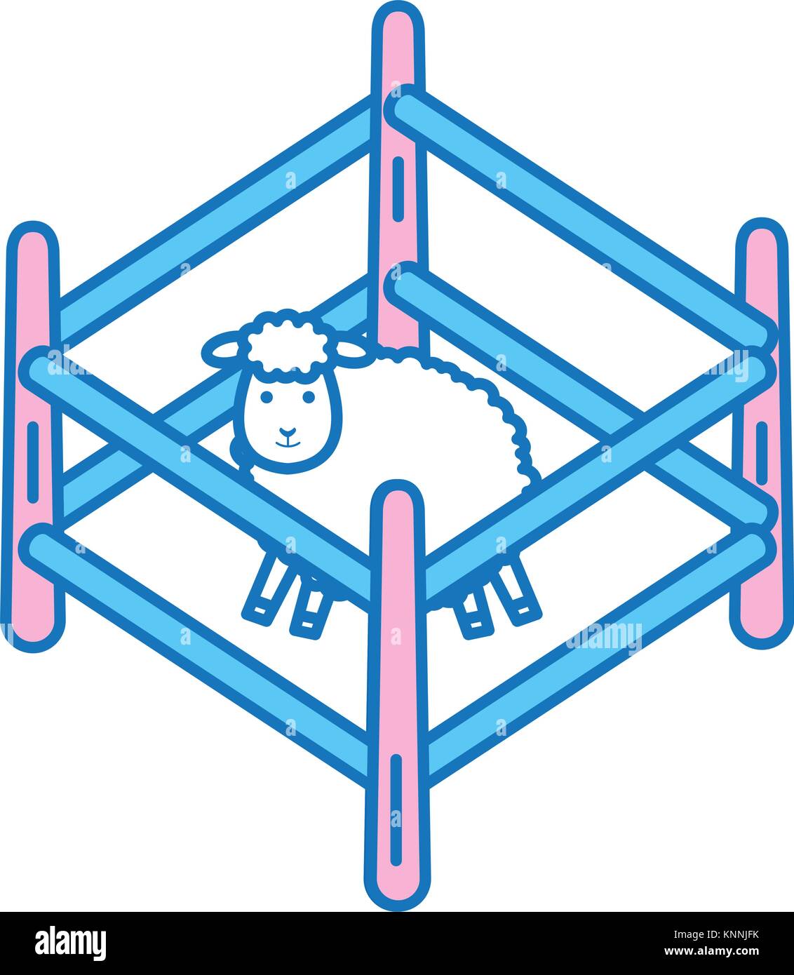cute sheep in fence character icon vector illustration design Stock ...