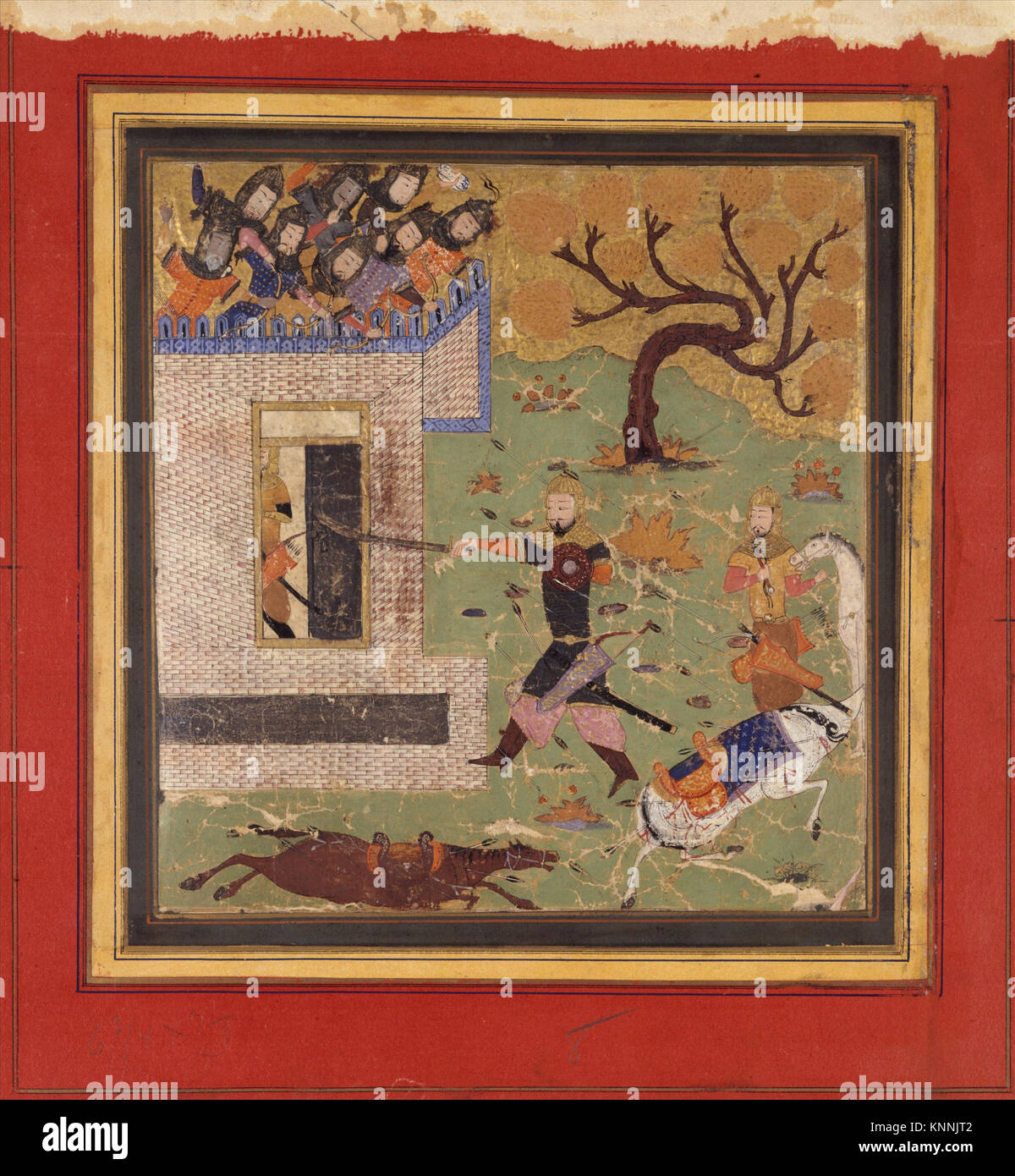 Fa Rud Illustration from the Shahnama depicting Bizhan forcing Farud to ...