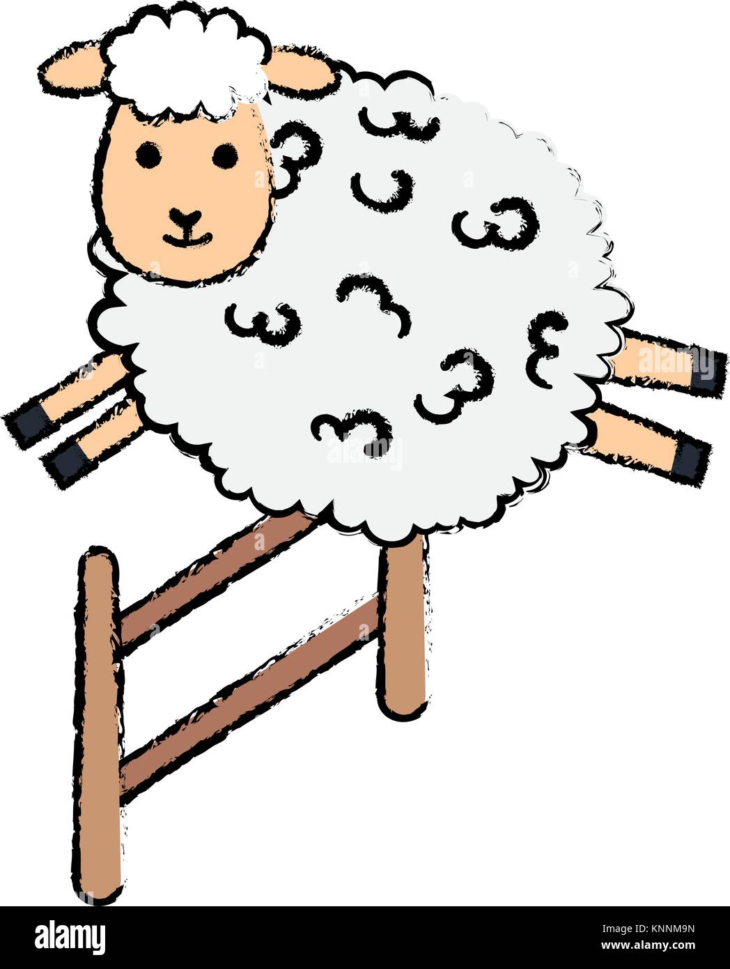 cute sheep jumping fence character icon vector illustration design ...
