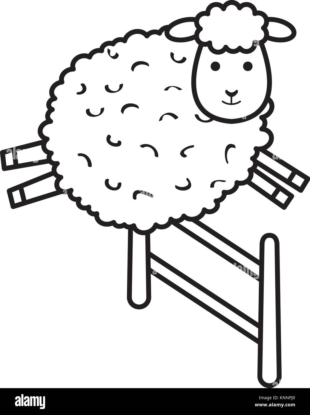 cute sheep jumping fence character icon vector illustration design ...