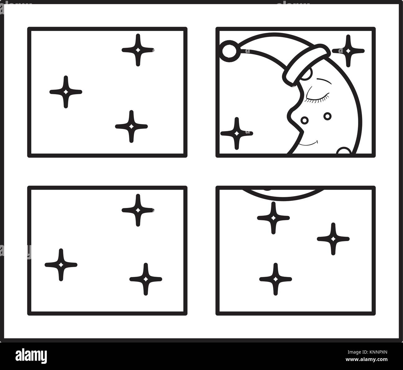bedroom windows night isolated icon vector illustration design Stock ...