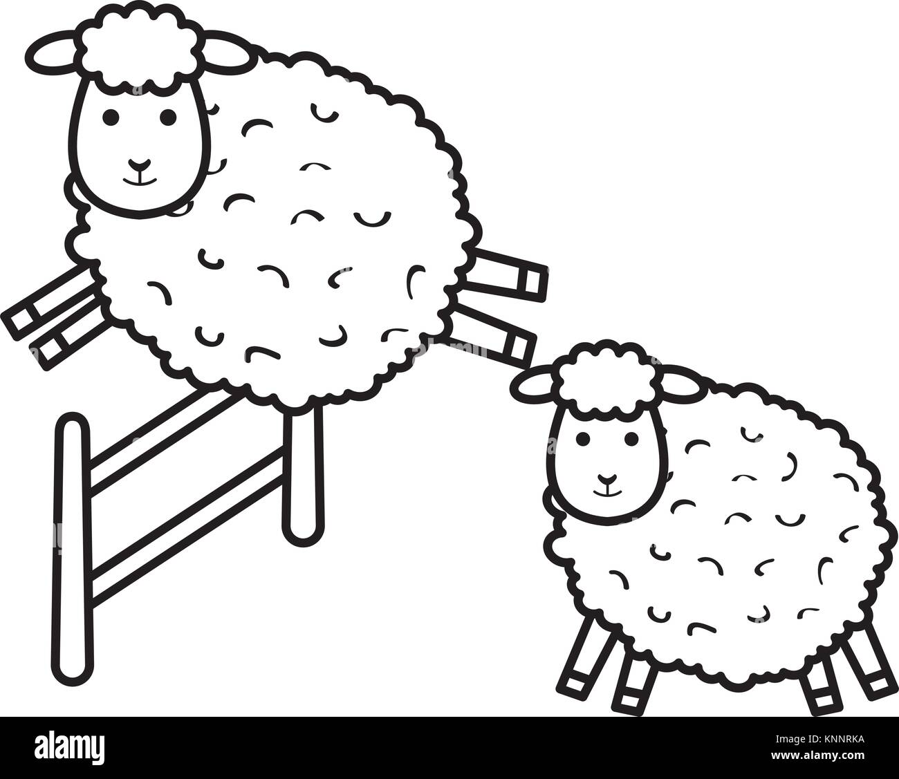 cute sheep jumping fence character icon vector illustration design ...
