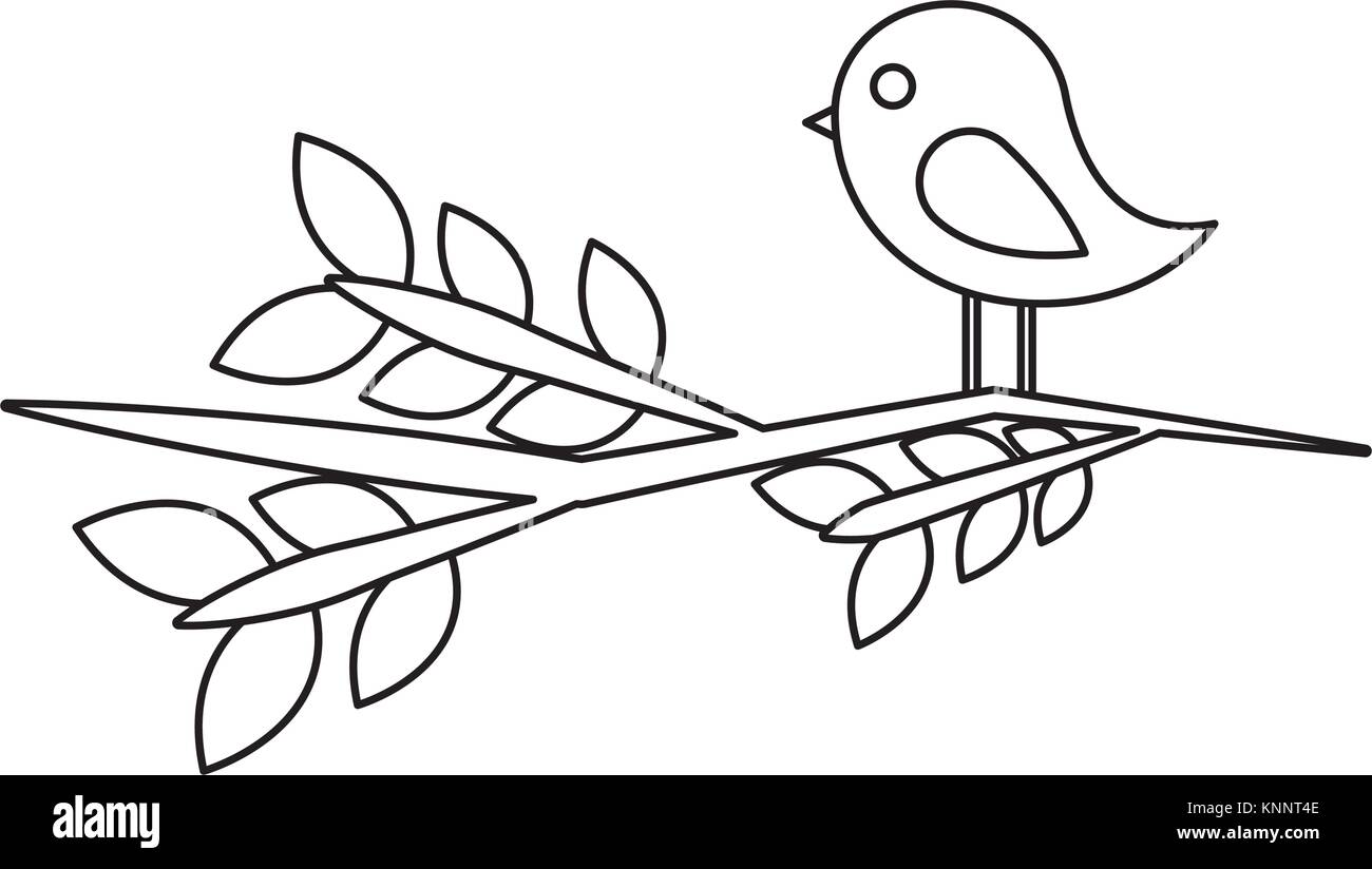 cute bird in branch tree lovely animal Stock Vector Image \u0026 Art - Alamy, image size:1300x824