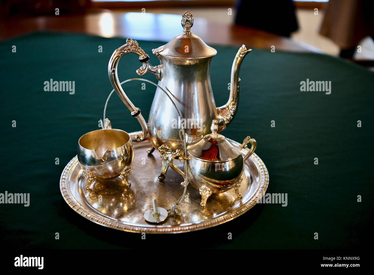 Historic USS Constellation navy ship dining room with dinnerware set