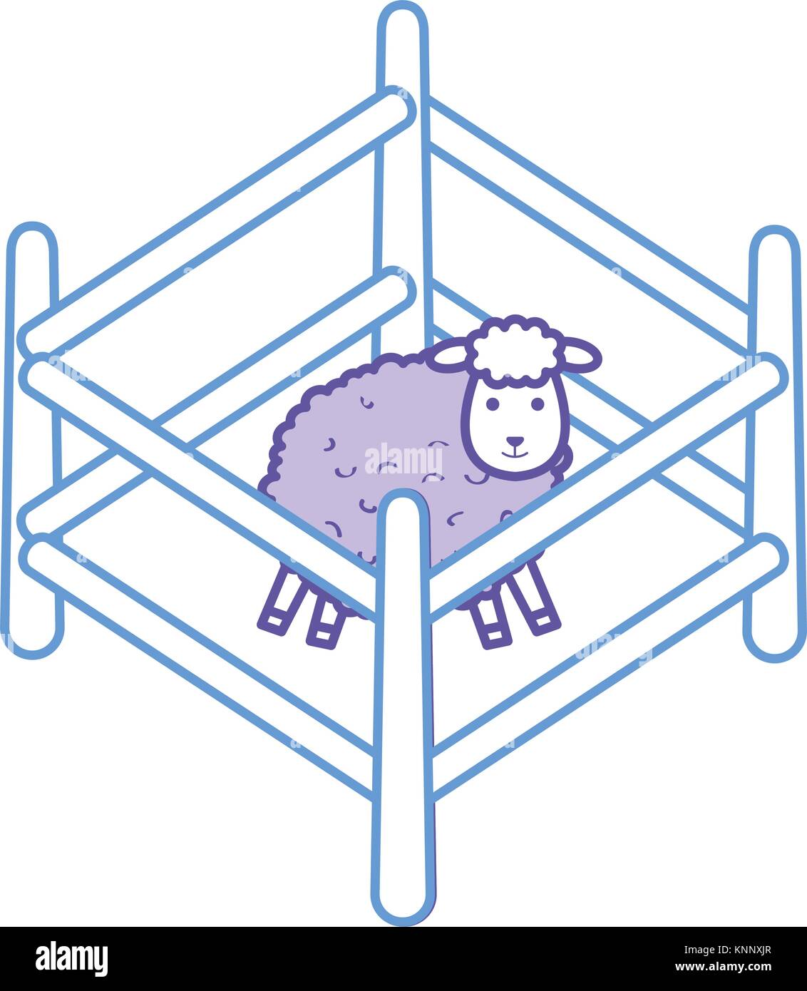 cute sheep in fence character icon vector illustration design Stock ...