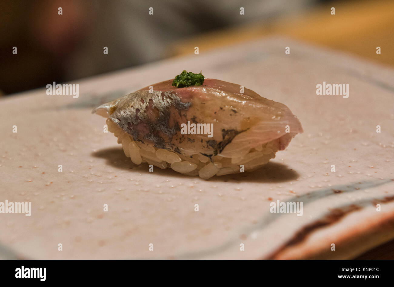 Aji (horse mackerel) sushi at an omakase sushi restaurant Stock Photo Alamy