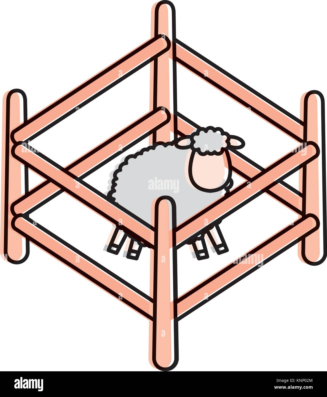cute sheep in fence character icon vector illustration design Stock ...