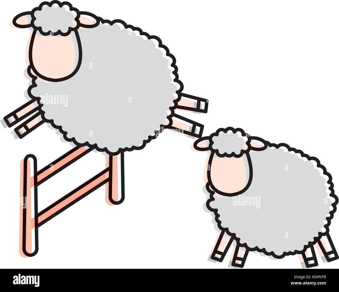 cute sheep jumping fence character icon vector illustration design ...