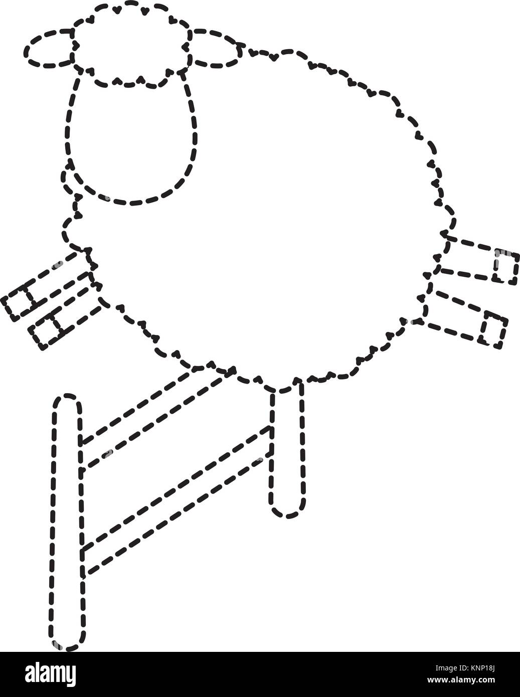 cute sheep jumping fence character icon vector illustration design ...