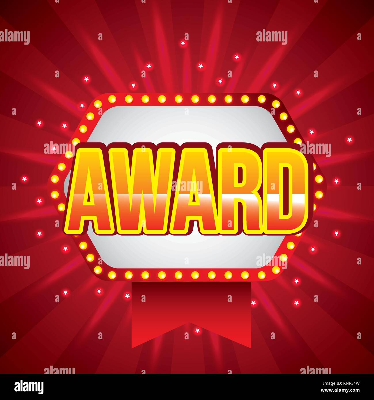 award lettering board glowing lights red background Stock Vector Image ...