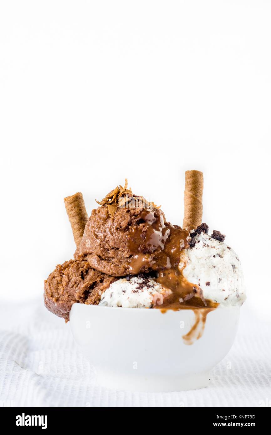 Chocolate and cookies ice cream Stock Photo - Alamy
