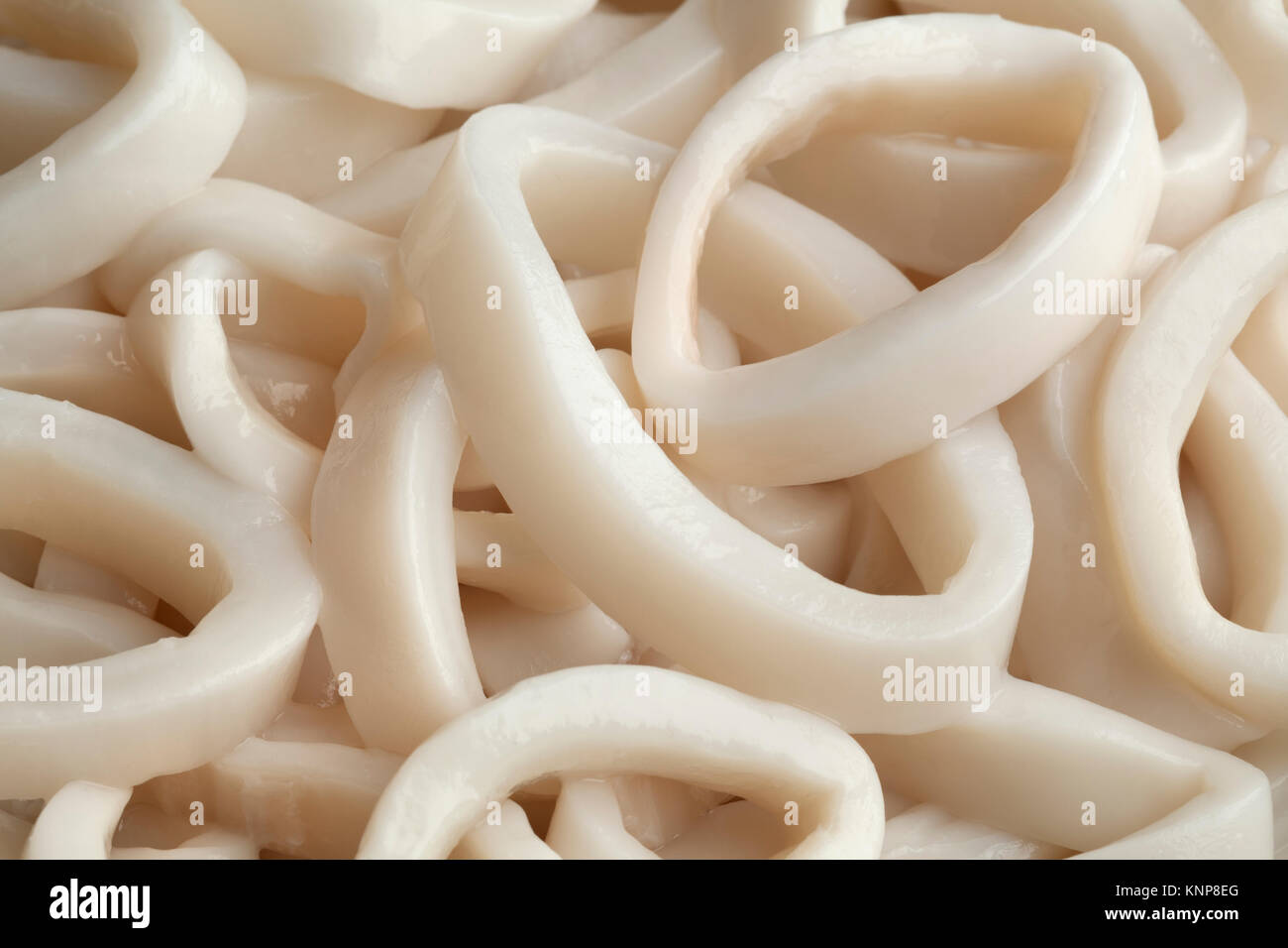 Heap of fresh raw squid rings full frame Stock Photo