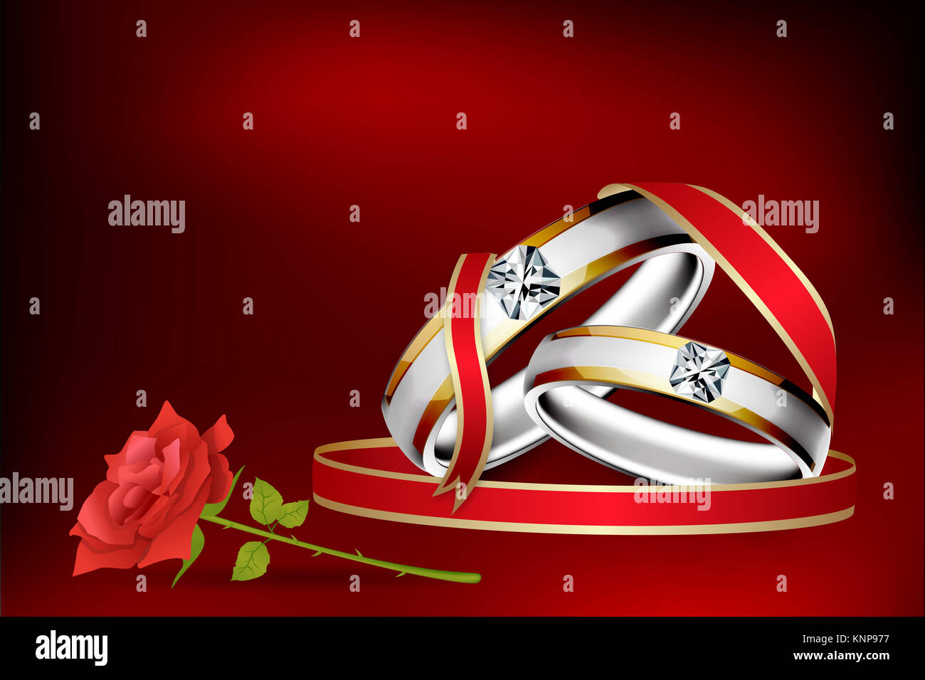 illustration of engagement ring with rose flower with abstract