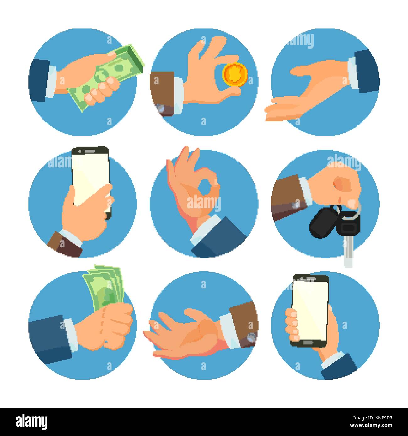 Businessman Hands Set Vector Salesman Worker Banking Finance