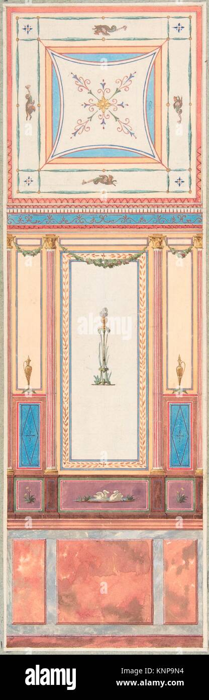 Design For Wall Paneling And Ceiling In Pompeiian Style Chateau