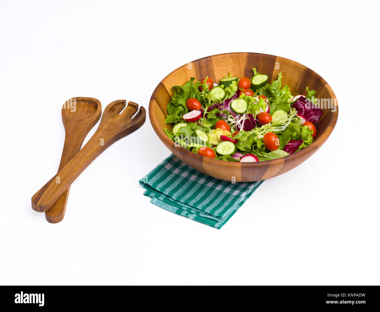 green salad with tongs Stock Photo Alamy