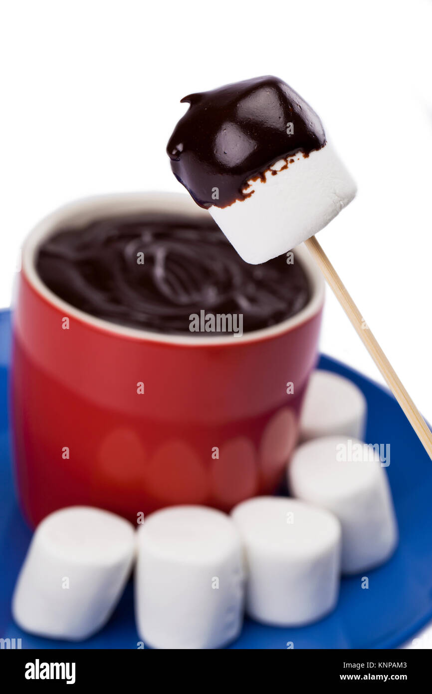 marshmallow and chocolate dip Stock Photo Alamy
