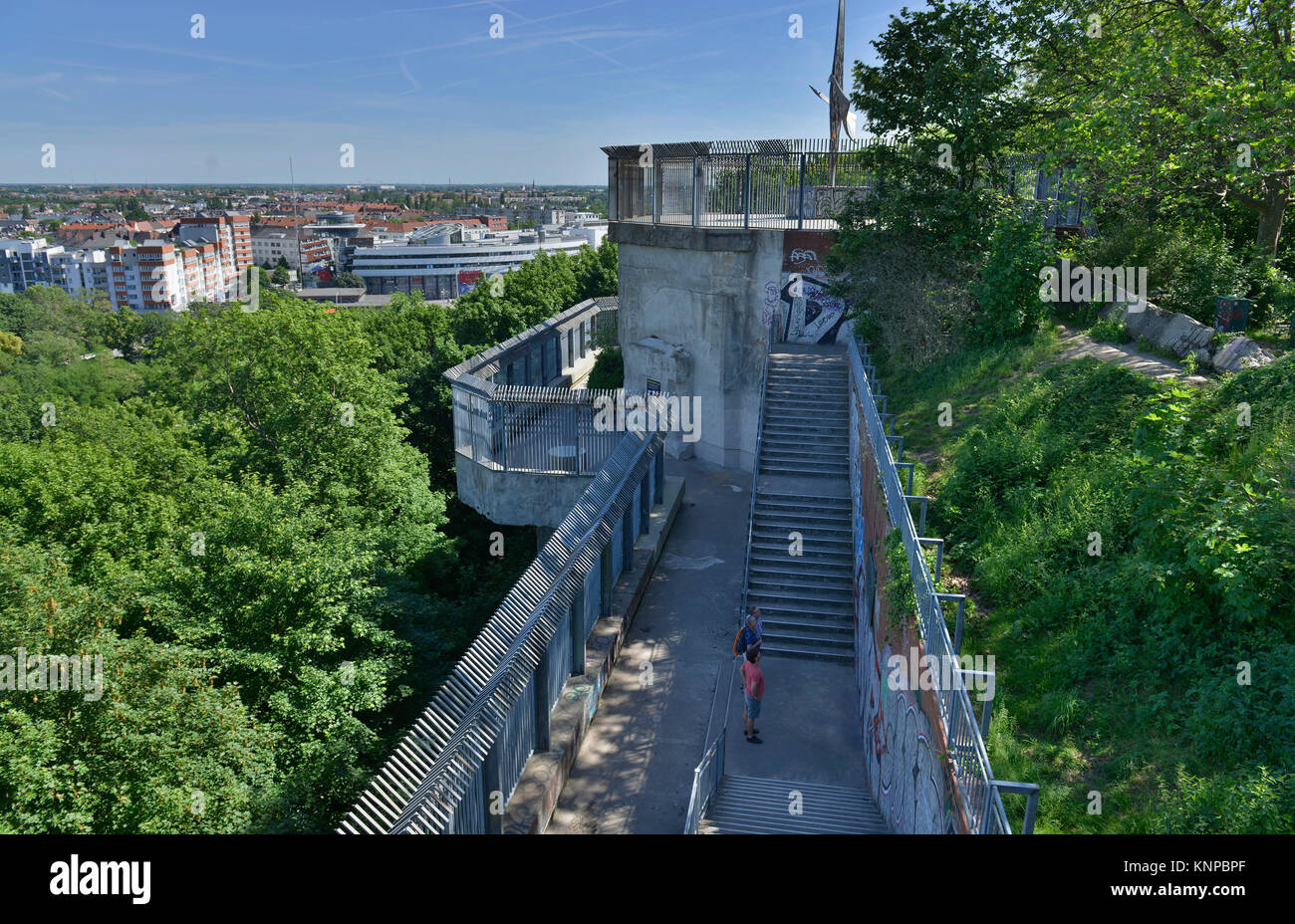 Anti-aircraft tower, national park Humboldt's grove, mineral spring, middle, Berlin, Germany, Flakturm, Volkspark Humboldthain, Gesundbrunnen, Mitte,  Stock Photo