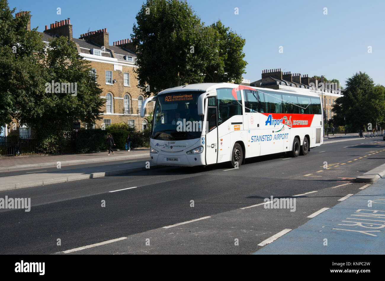 An Airport Bus Express travels towards central London after calling at  Stratford on its journey from Stanstead Airport Stock Photo - Alamy