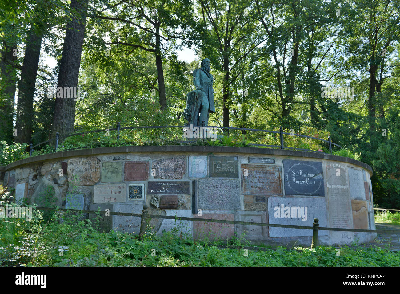 Monument, gymnastic father Friedrich Ludwig Jahn, hare's moor, Neukoelln, Berlin, Germany, Denkmal, Turnvater Friedrich Ludwig Jahn, Hasenheide, Deuts Stock Photo