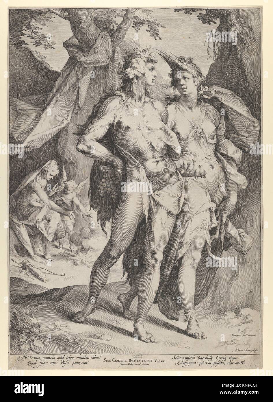 Bacchus, Ceres, and Venus. Artist: Jan Muller (Netherlandish, Amsterdam 1571-1628 Amsterdam); Artist: Bartholomeus Spranger (Netherlandish, Antwerp Stock Photo