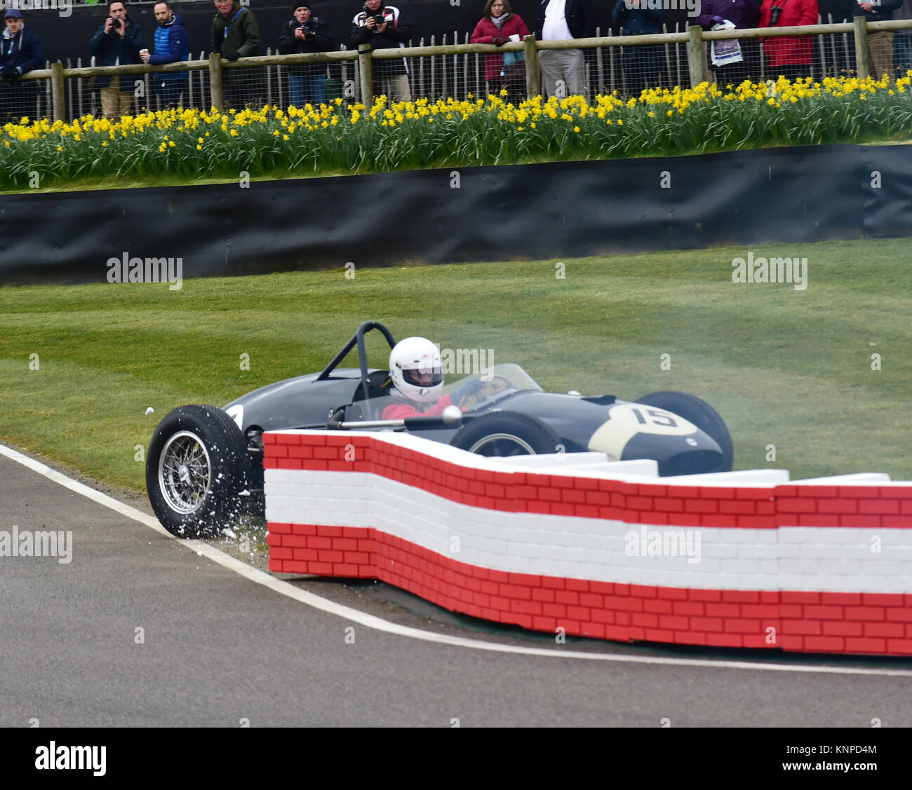 Richard Wilson, Cooper Climax T51, spins, nearly misses chicane, going backwards, Brooks trophy, Goodwood Members Meeting, 74th Meeting, March 2016, 7 Stock Photo