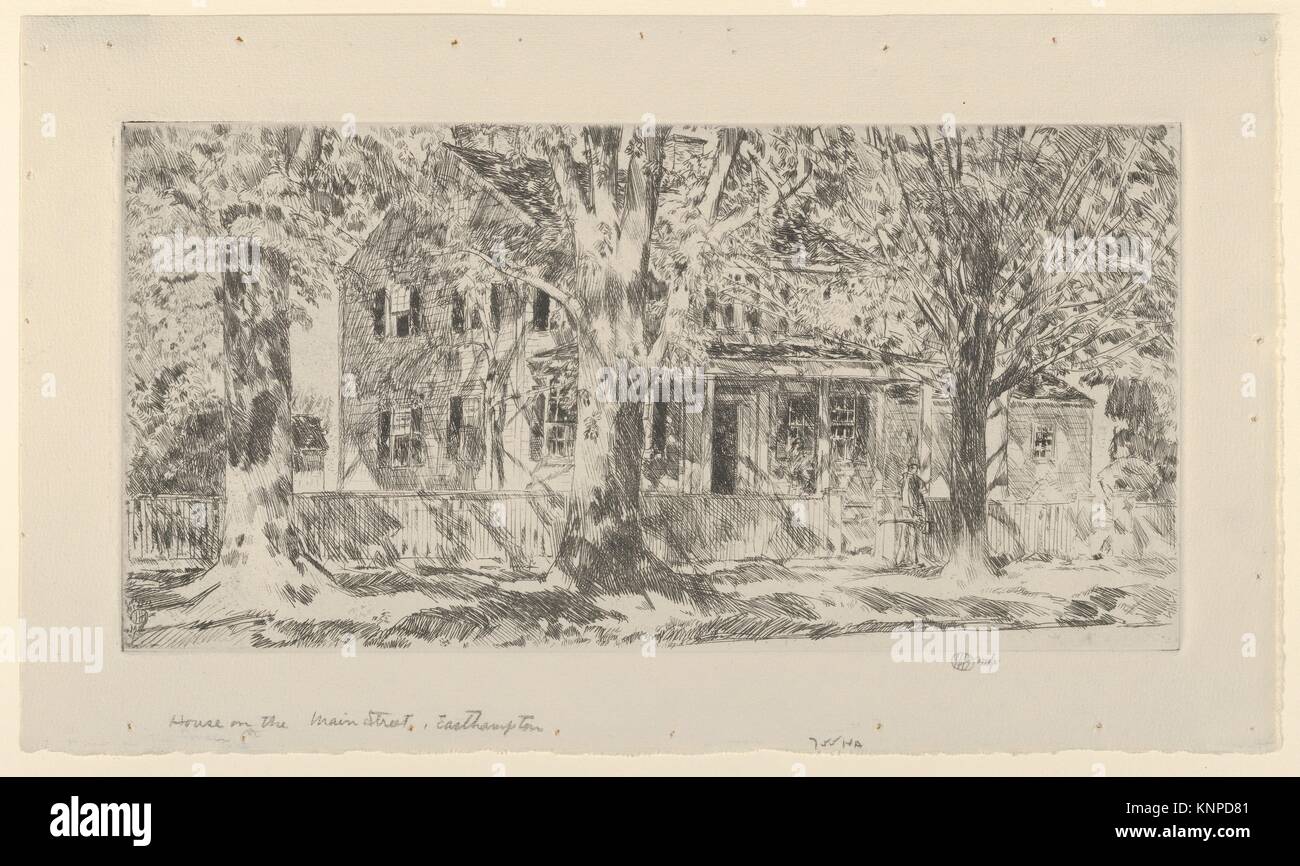 House on the Main Street, East Hampton. Artist Childe Hassam (American, Dorchester