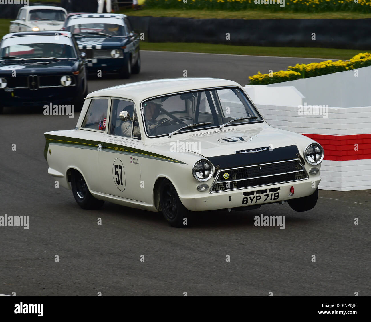 Henry Mann, Ford Lotus Cortina Mk1, BYP 71 B, Whitmore Cup, Goodwood 74th Members Meeting, 74th Meeeting, 74th members Meeeting, cars, Chris McEvoy, c Stock Photo