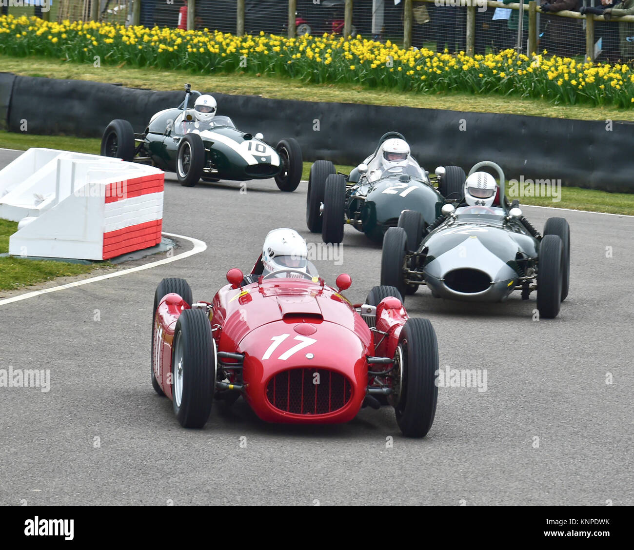 Steve Tillack, Lancia D50, leads through the chicane, Brooks trophy, Goodwood 74th Members Meeting, 2.5-litre Grand Prix cars, 74th Meeeting, 74th mem Stock Photo