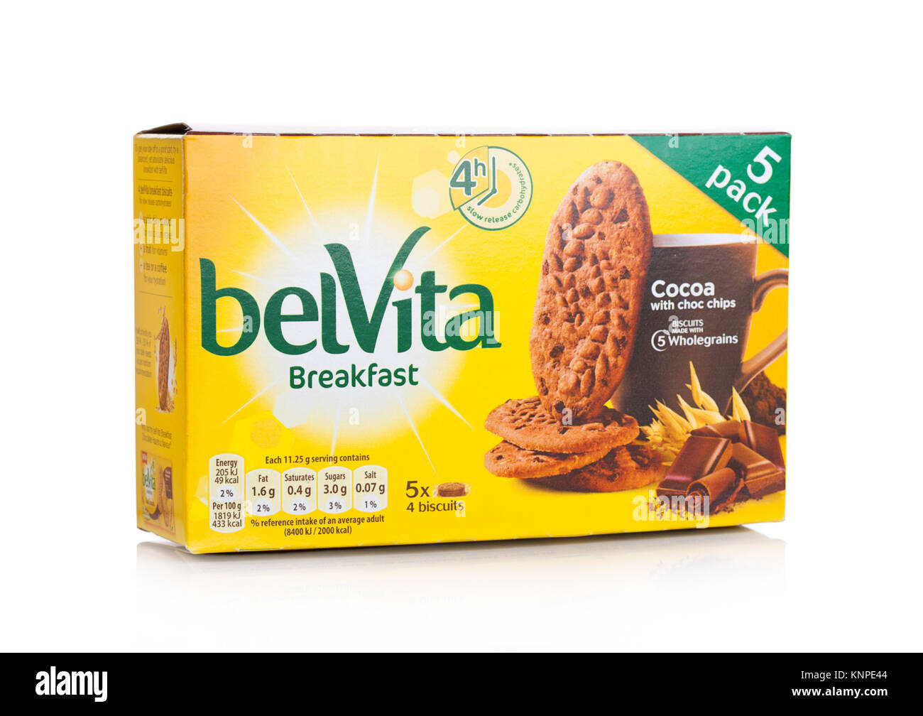 LONDON, UK DECEMBER 07, 2017 belVita Breakfast Cocoa on white