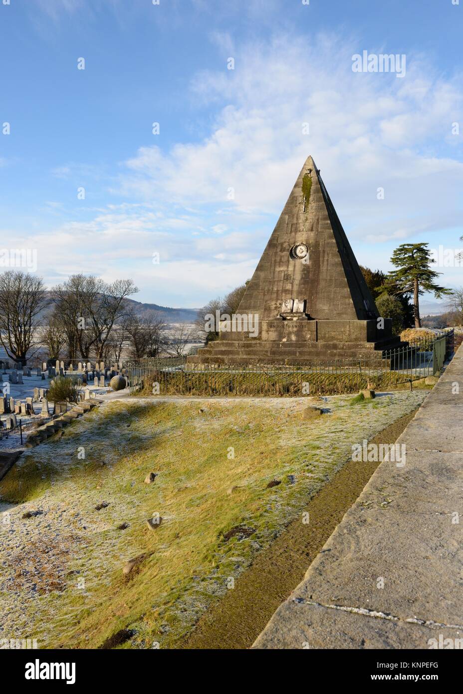 The Star Pyramid is a stone memorial to the martyrs of the Scottish Reformation and Covenanting era located in Stirling, Scotland. Stock Photo