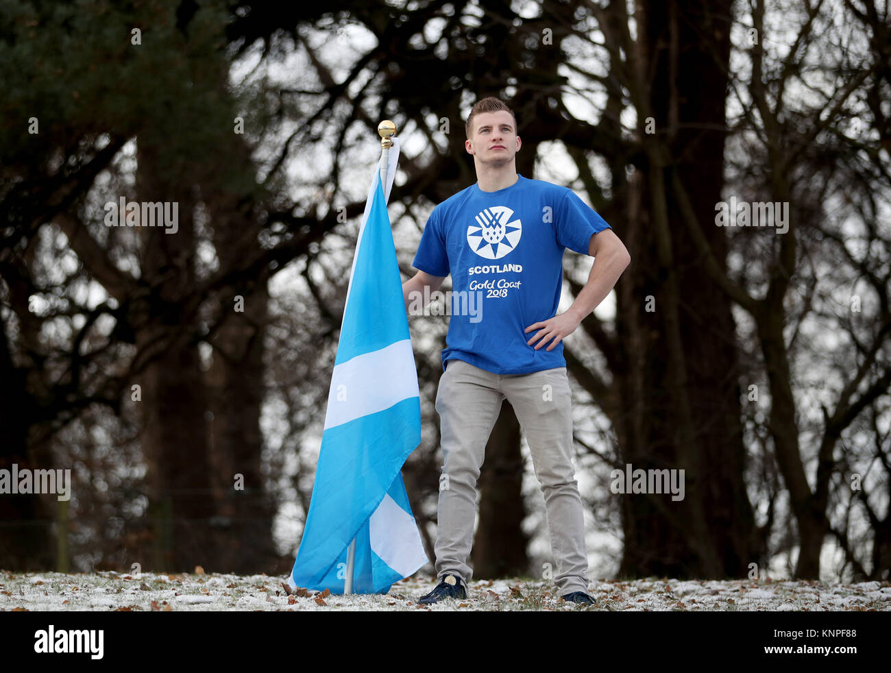 Boxer Sean Lazerinni during the Team Scotland announcement for the Gold Coast 2018 Commonwealth Games at the University of Stirling. Stock Photo